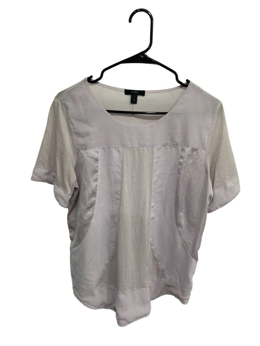 J.Crew Medium Light Lavender Short Sleeve Paneled Blouse Minimalist Clean Girl